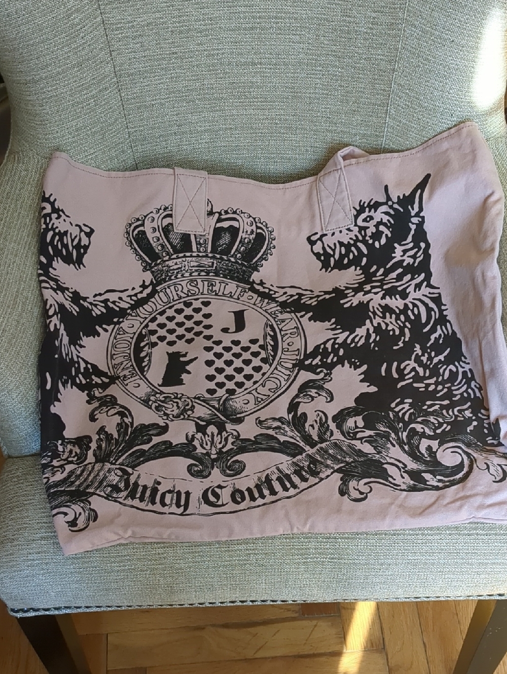 Juicy Couture Pink Tote with Black Crest Print